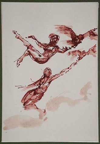"The Hunters" 2 Line & Wash 24x19cm